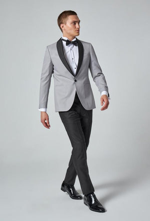 Ds Damat Slim Fit Gray Dobby Tuxedo Suit-D'S DAMAT ONLINE
