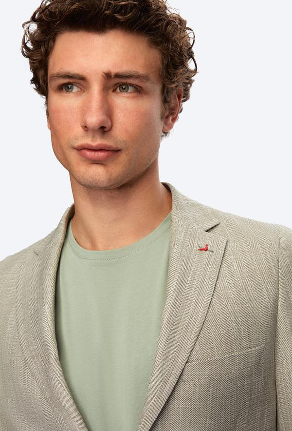 Ds Damat Slim Fit Green Fabric Jacket-D'S DAMAT ONLINE