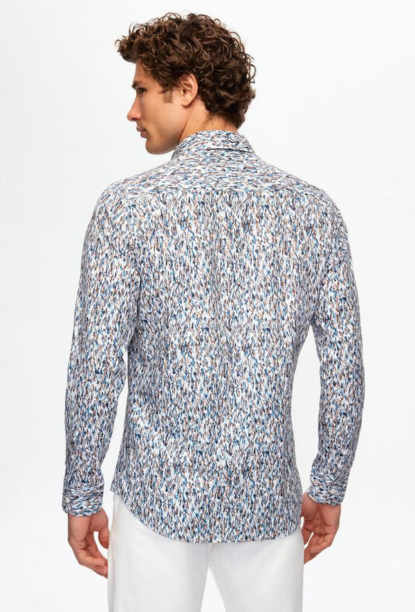 Twn Slim Fit Navy Blue Printed Shirt-D'S DAMAT ONLINE