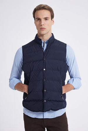 Twn Slim Fit Navy Blue Straight Vest Coat-D'S DAMAT ONLINE